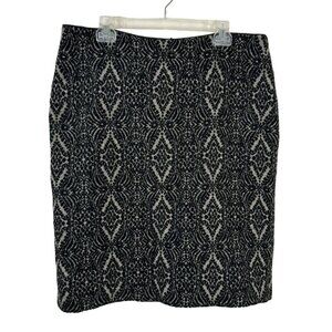 Talbots Wool Blend Career Pencil Skirt Black Gray Jacquard Lined Size 16 GUC